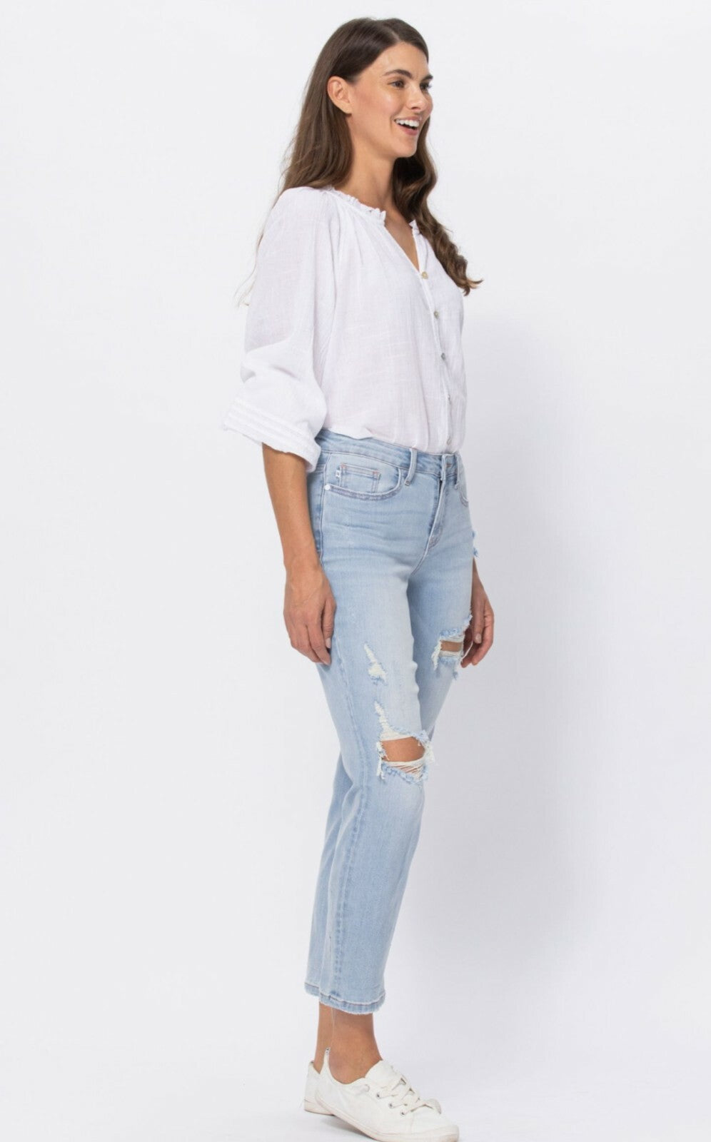 Judy Blue Super Light Destroyed Boyfriend Jeans