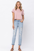 Judy Blue Destroyed Mid-Rise Boyfriend Jeans
