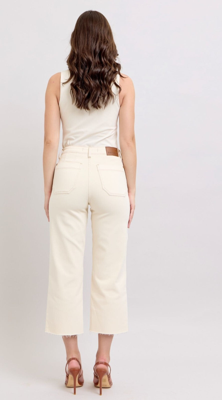 Judy Blue High-Rise Ecru Wide Leg Crop Jeans