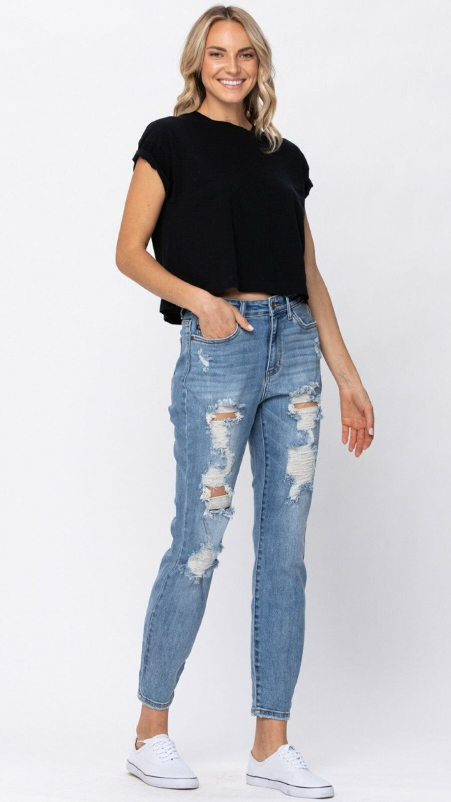 Judy Blue Hi- Rise Destroyed Boyfriend Jeans