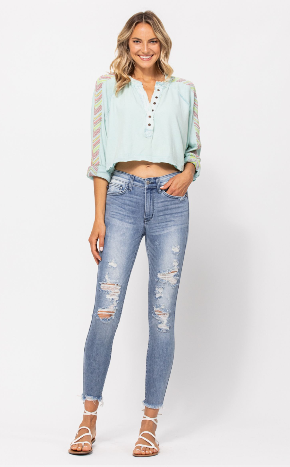 Judy Blue Mid-Rise Destroyed Skinny Jeans