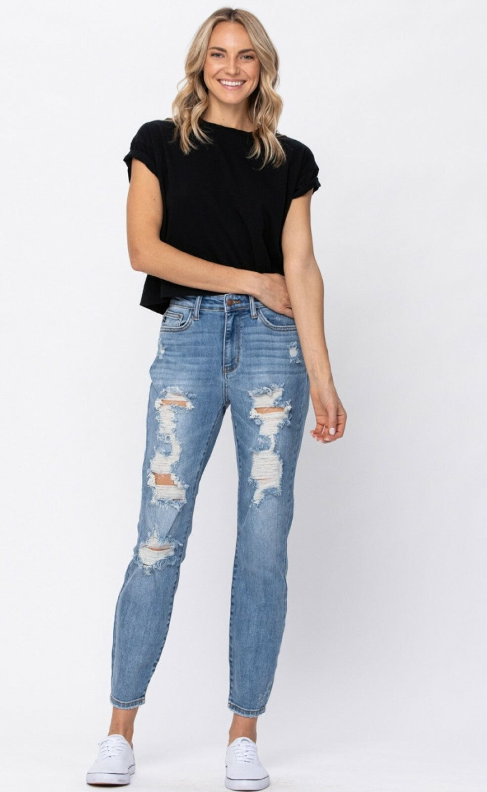 Judy Blue Hi- Rise Destroyed Boyfriend Jeans