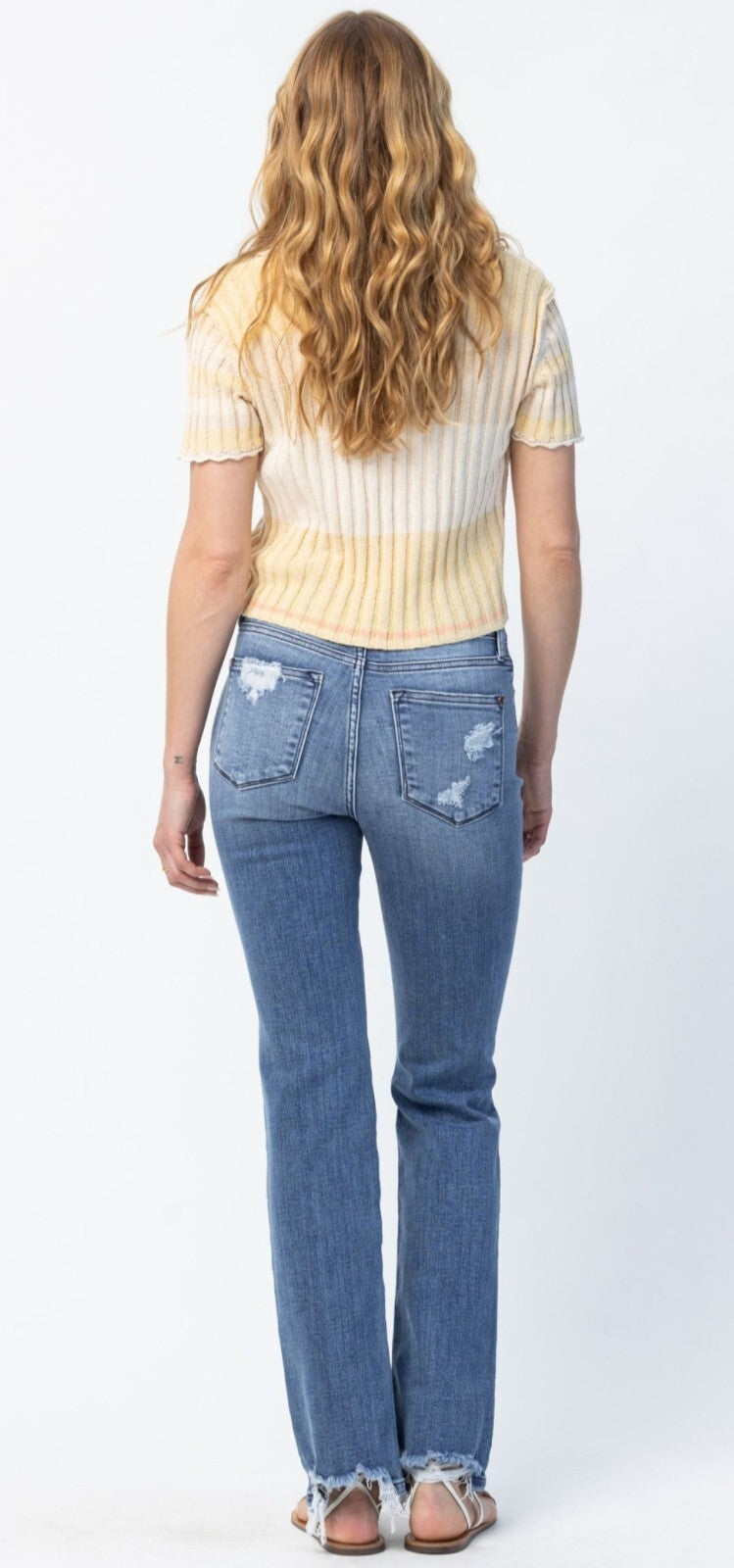 Judy Blue Mid-Rise Destroy  W/ Straight Fit Jeans