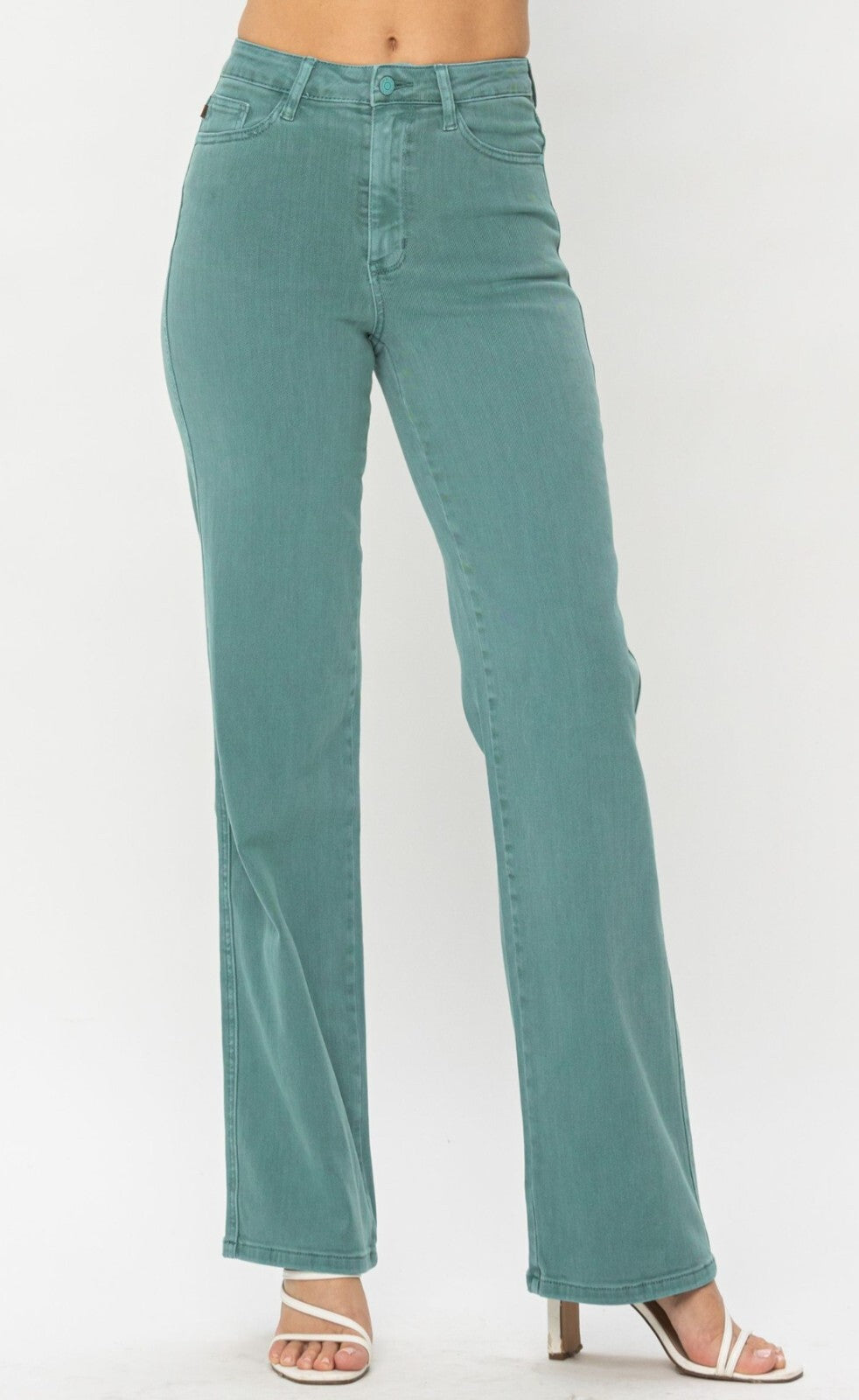 Judy Blue Sea Green High-Rise Straight Fit Jeans