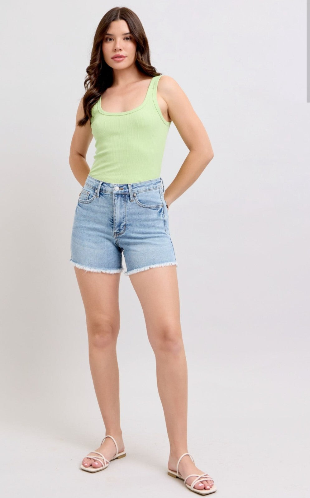 Judy Blue High-Rise Tummy Control Destroyed with Fray Hem Shorts