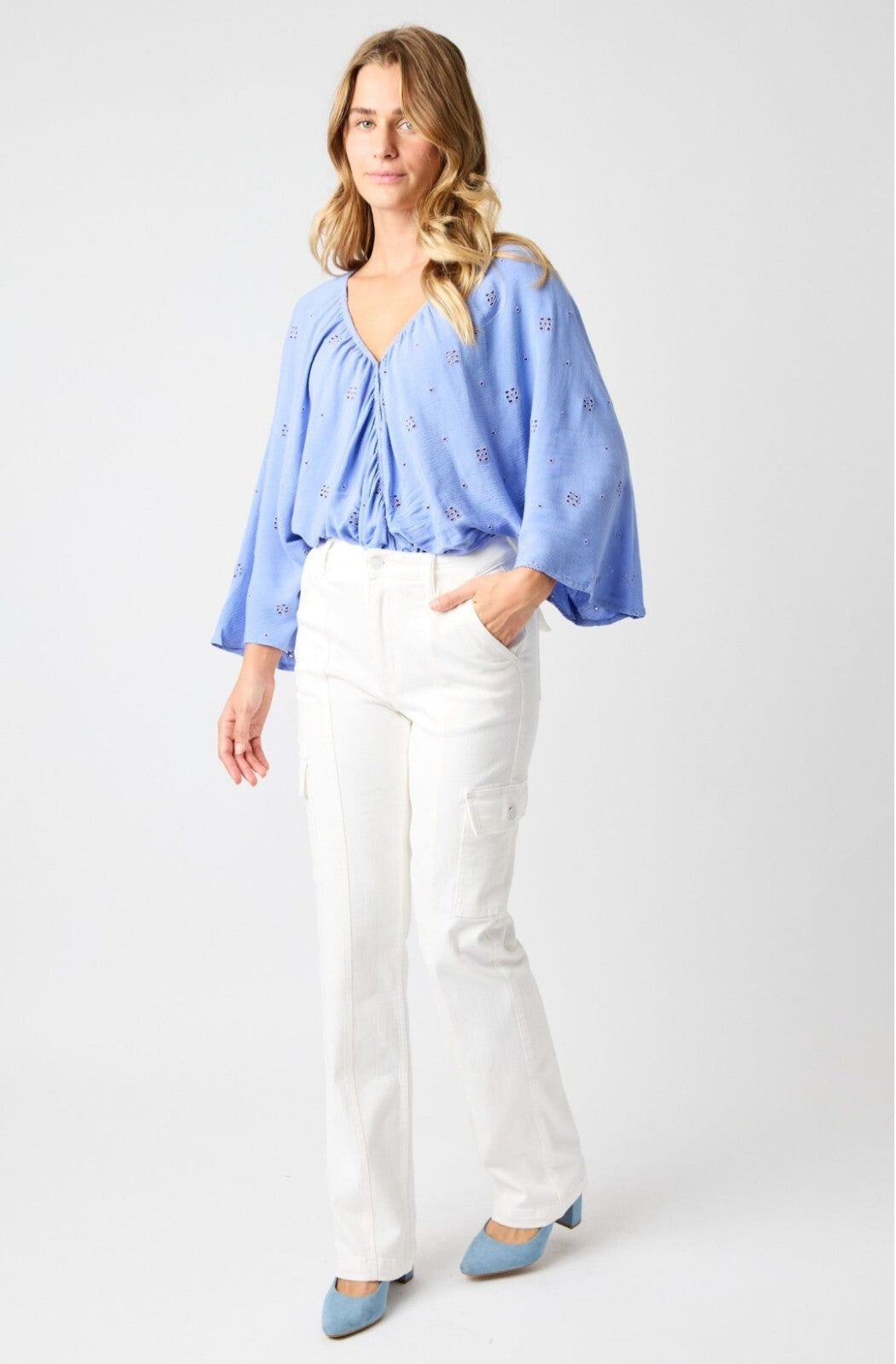 Judy Blue High Waist White Cargo Straight Jeans