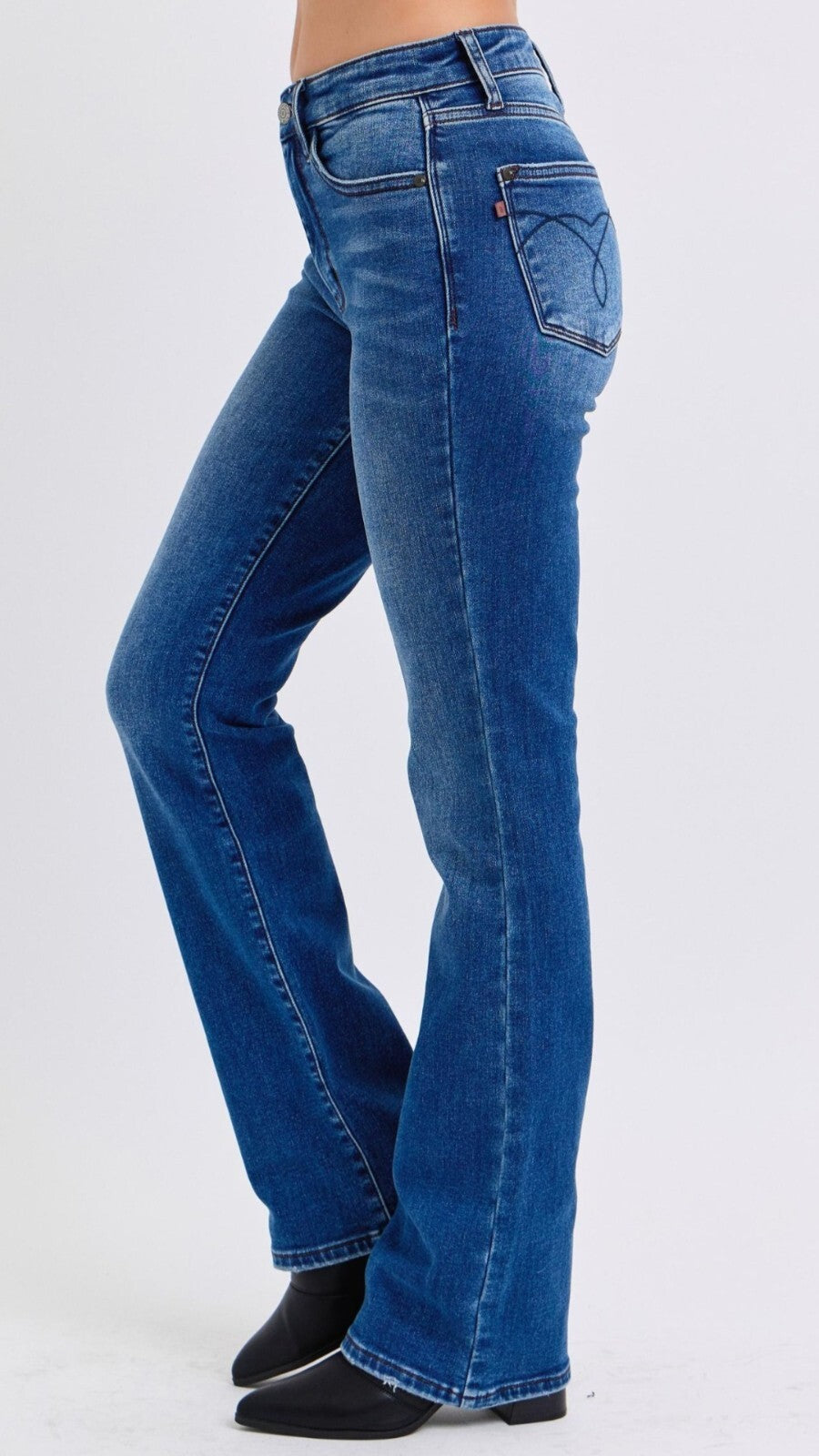 Judy Blue Mid-Rise Non-Distressed Thermal Bootcut Jeans