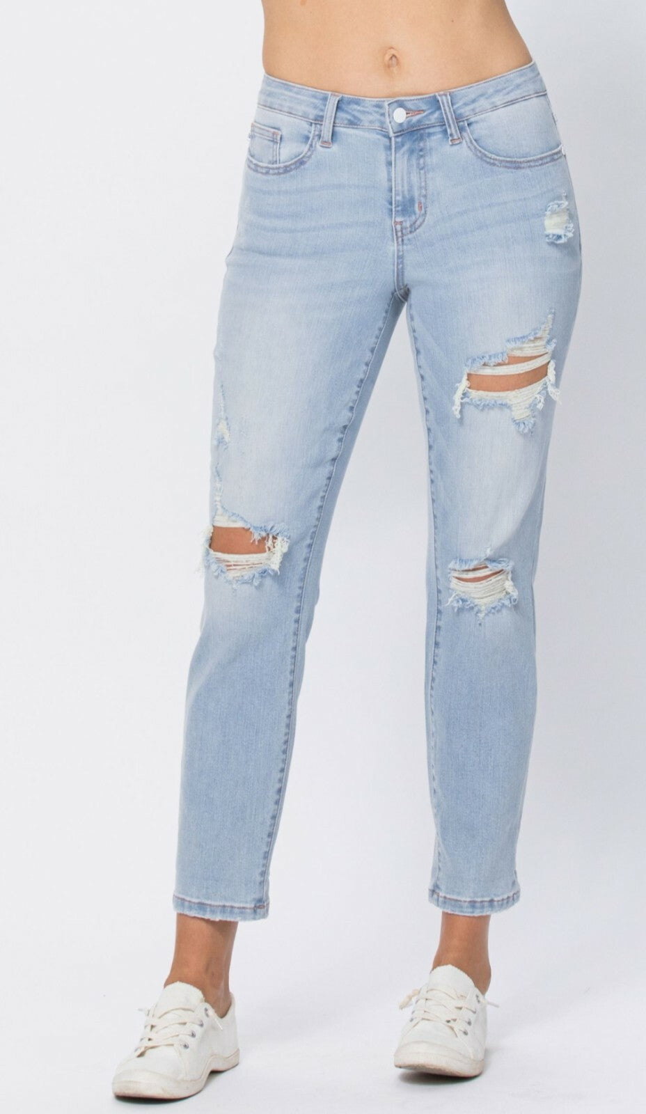 Judy Blue Super Light Destroyed Boyfriend Jeans