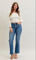 Judy Blue Mid-Rise Slim Straight With Rigid Magic Button Fly Jeans