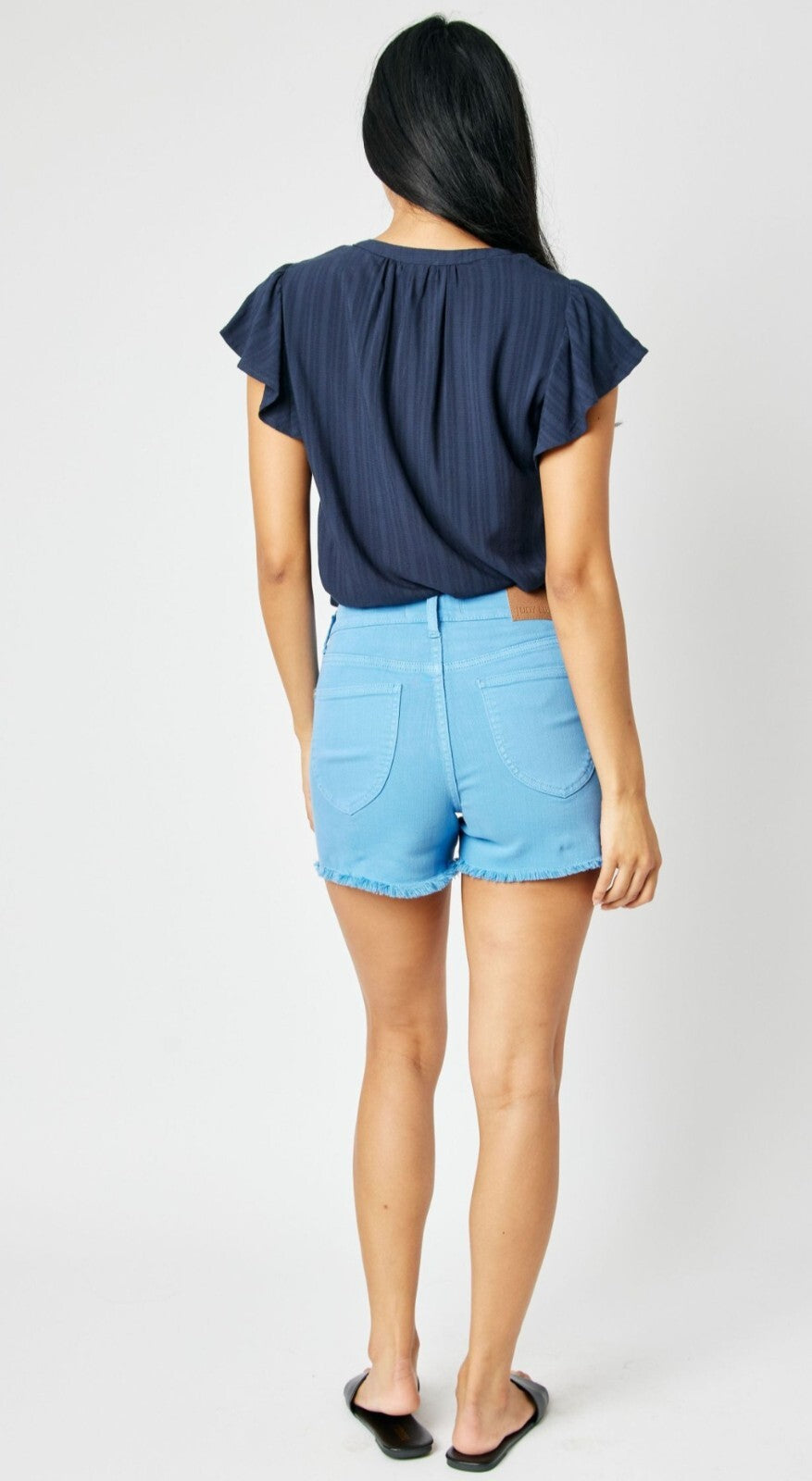 Judy Blue Mid-Rise Sky Blue Cut Off Shorts