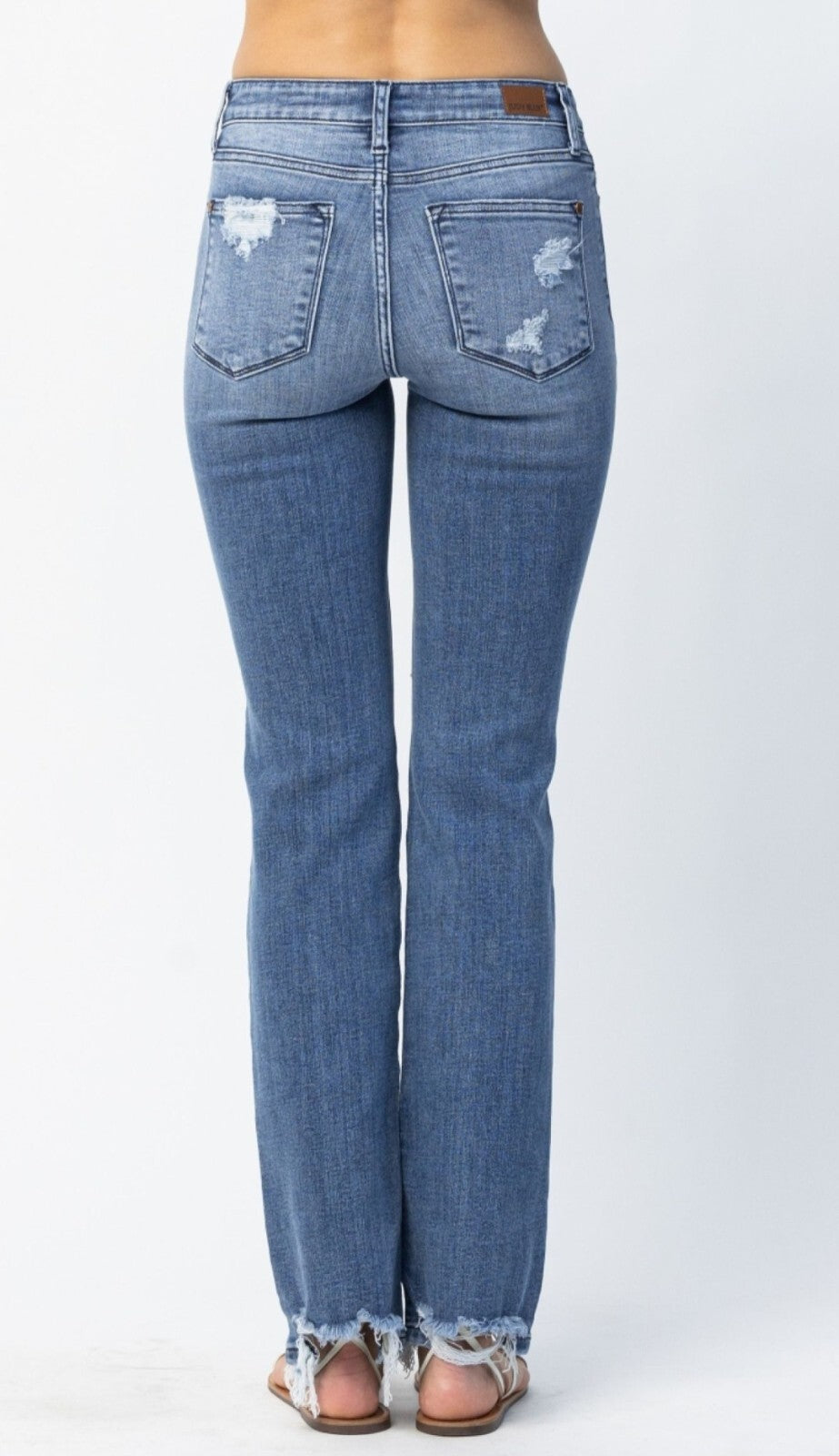 Judy Blue Mid-Rise Destroy  W/ Straight Fit Jeans