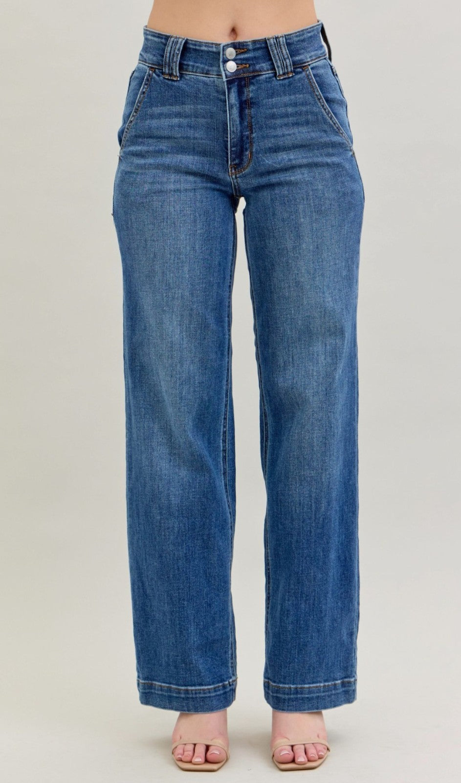 Judy Blue High-Rise Double Button Wide Leg Jeans