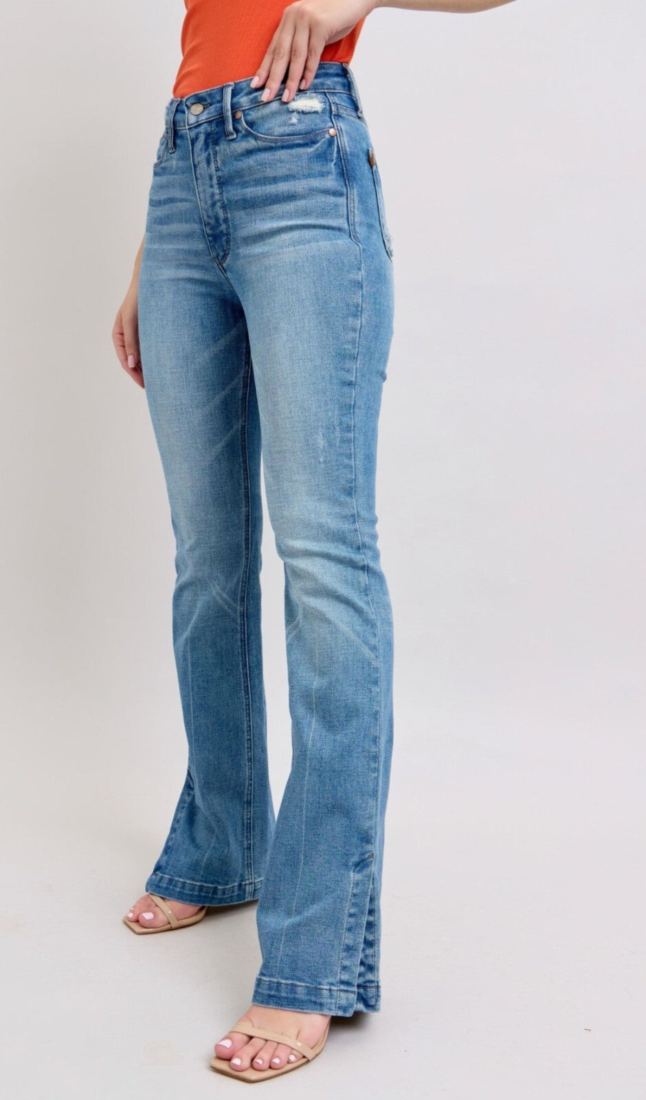 Judy Blue High-Rise W/ Tummy Control  Side Slit Bootcut Jeans