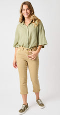 Judy Blue Mid Rise Khaki Skinny  Capri