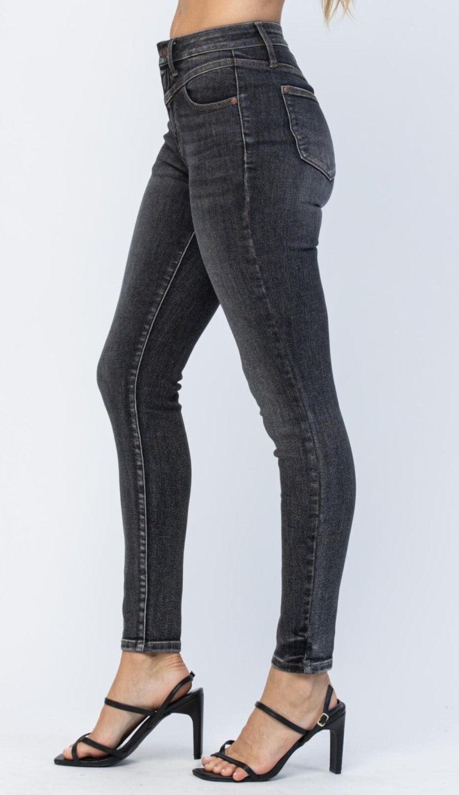 Judy Blue High-Rise Vintage Black Yoke Skinny Jeans