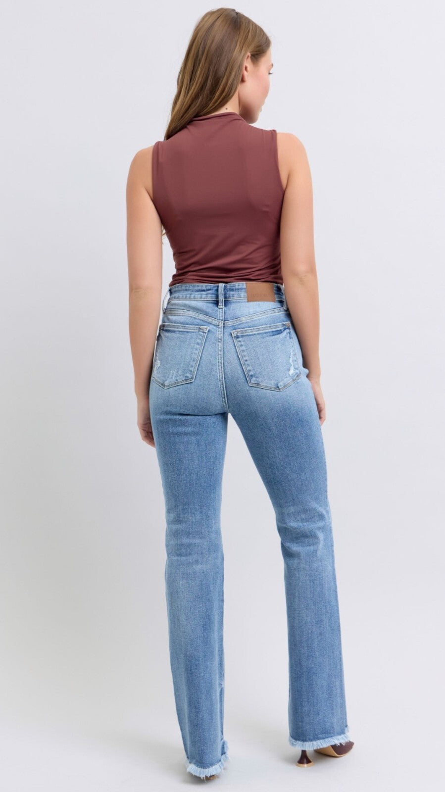 Judy Blue High-Rise With Frayed Hem Bootcut Jeans