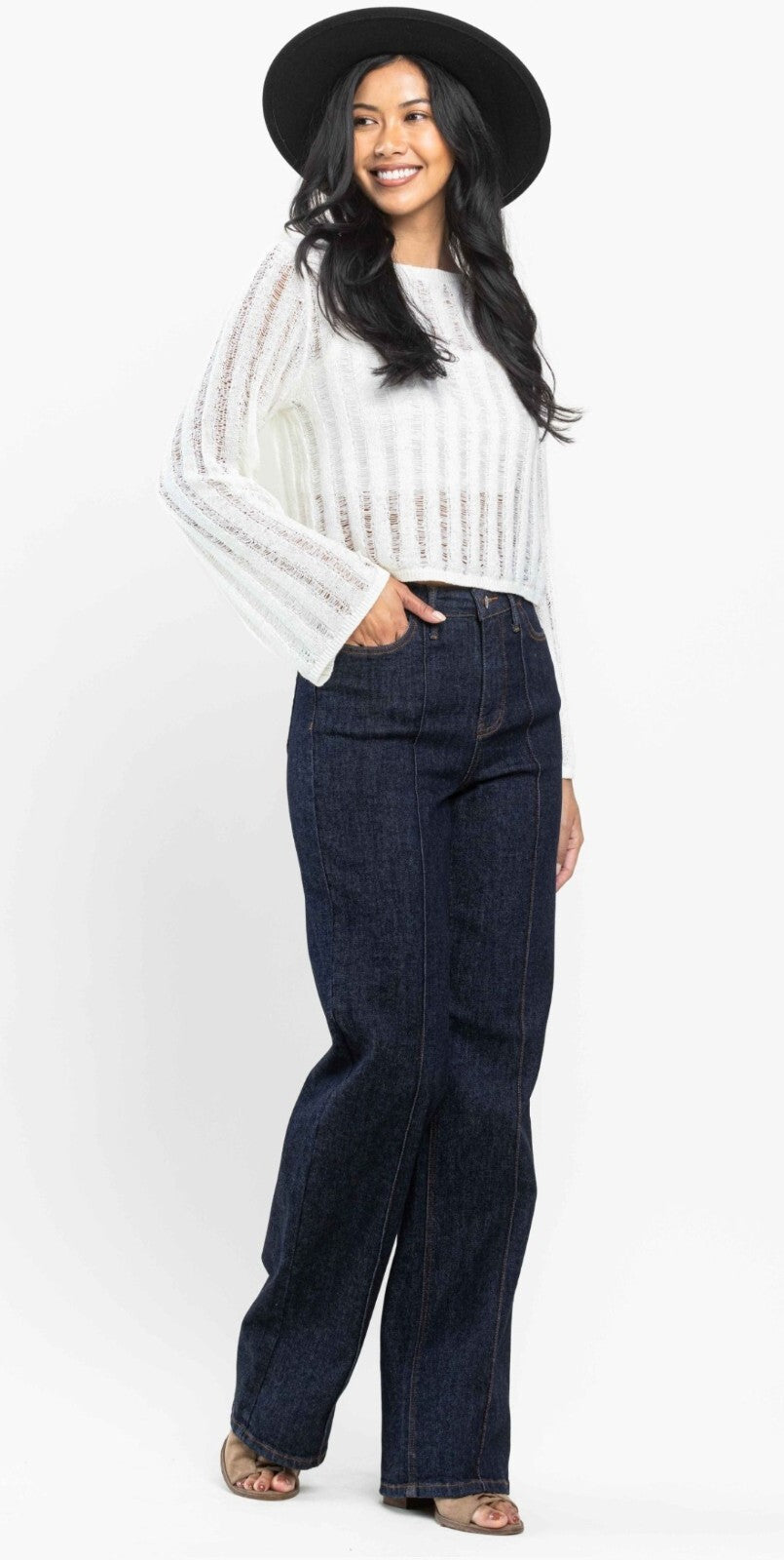 Judy Blue High-Rise Front Seam Detail Wide Leg Jeans