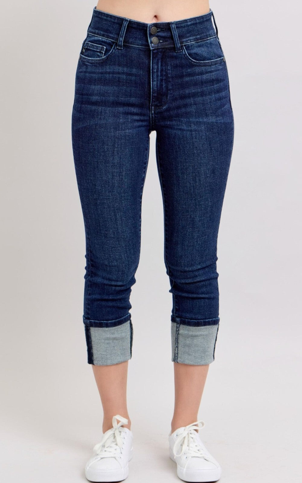 Judy Blue High-Rise Non Distressed Capri W/ Double Button