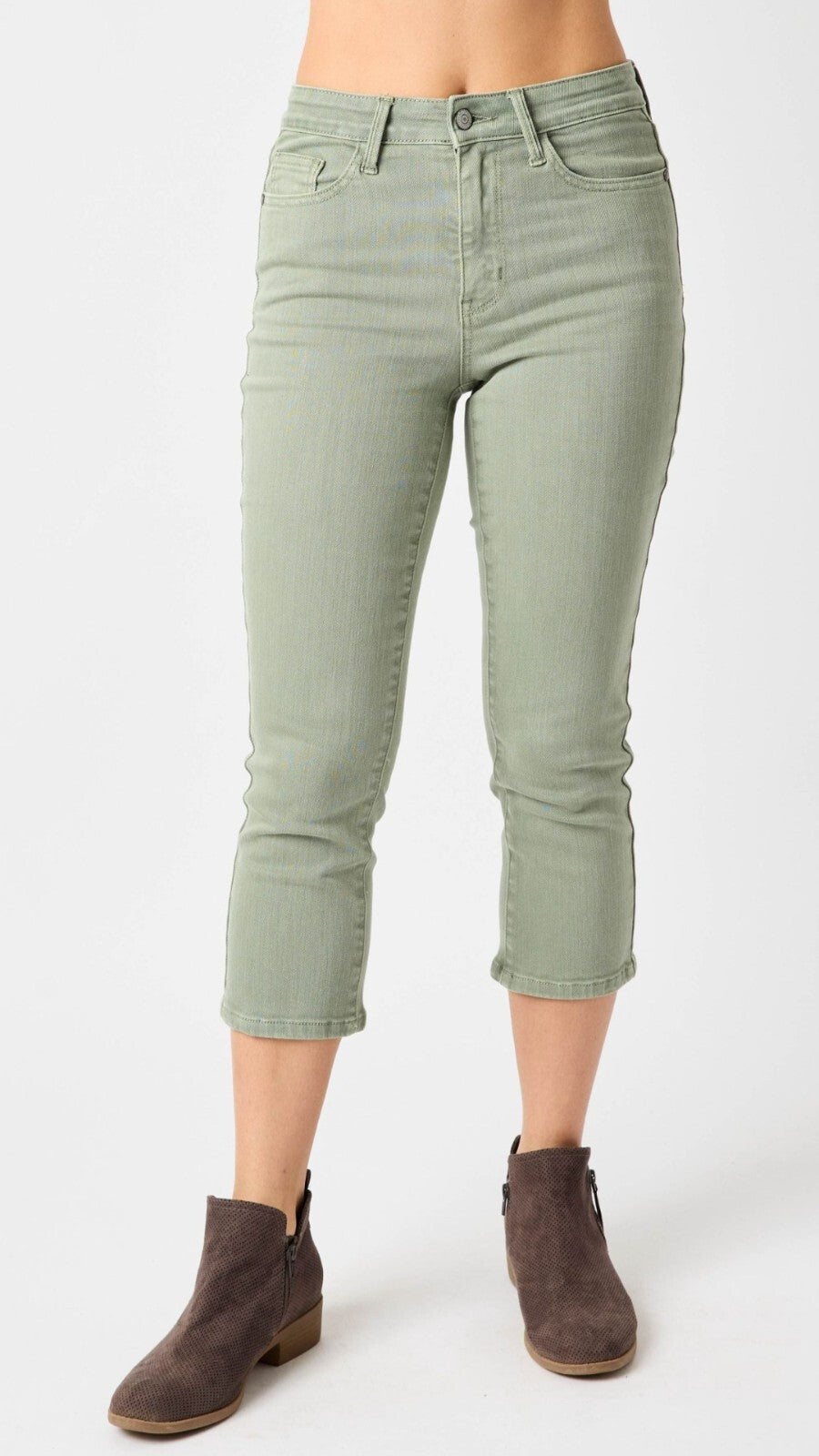 Judy Blue Mid Rise Sage Green Skinny  Capri