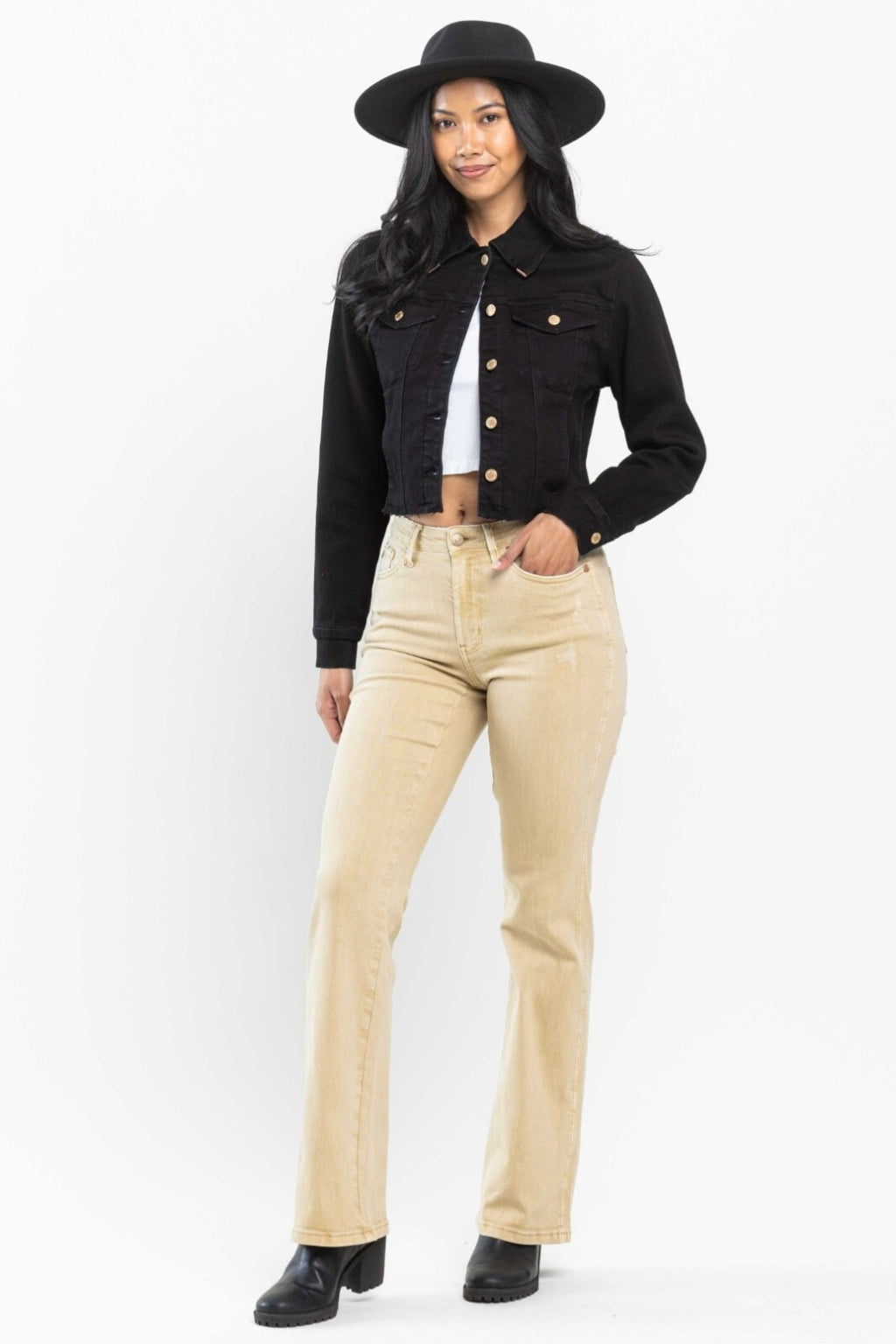 Judy Blue Slim Mid-Rise Tan Bootcut Jeans