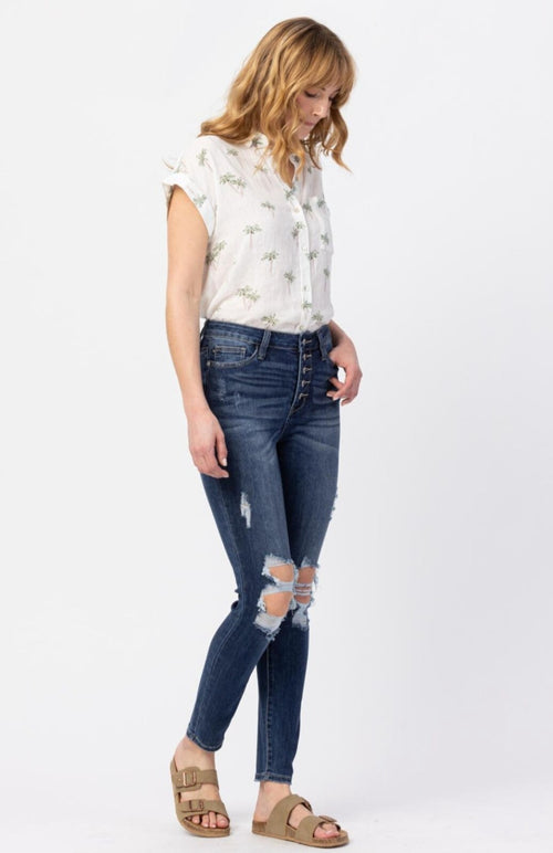 Judy Blue High Rise Button Fly  Skinny  Jean