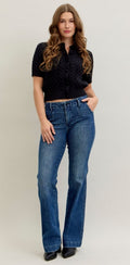 Judy Blue Mid-Rise Trouser Bootcut W/ Tummy Control Jeans