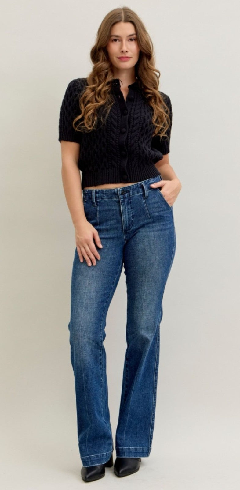 Judy Blue Mid-Rise Trouser Bootcut W/ Tummy Control Jeans