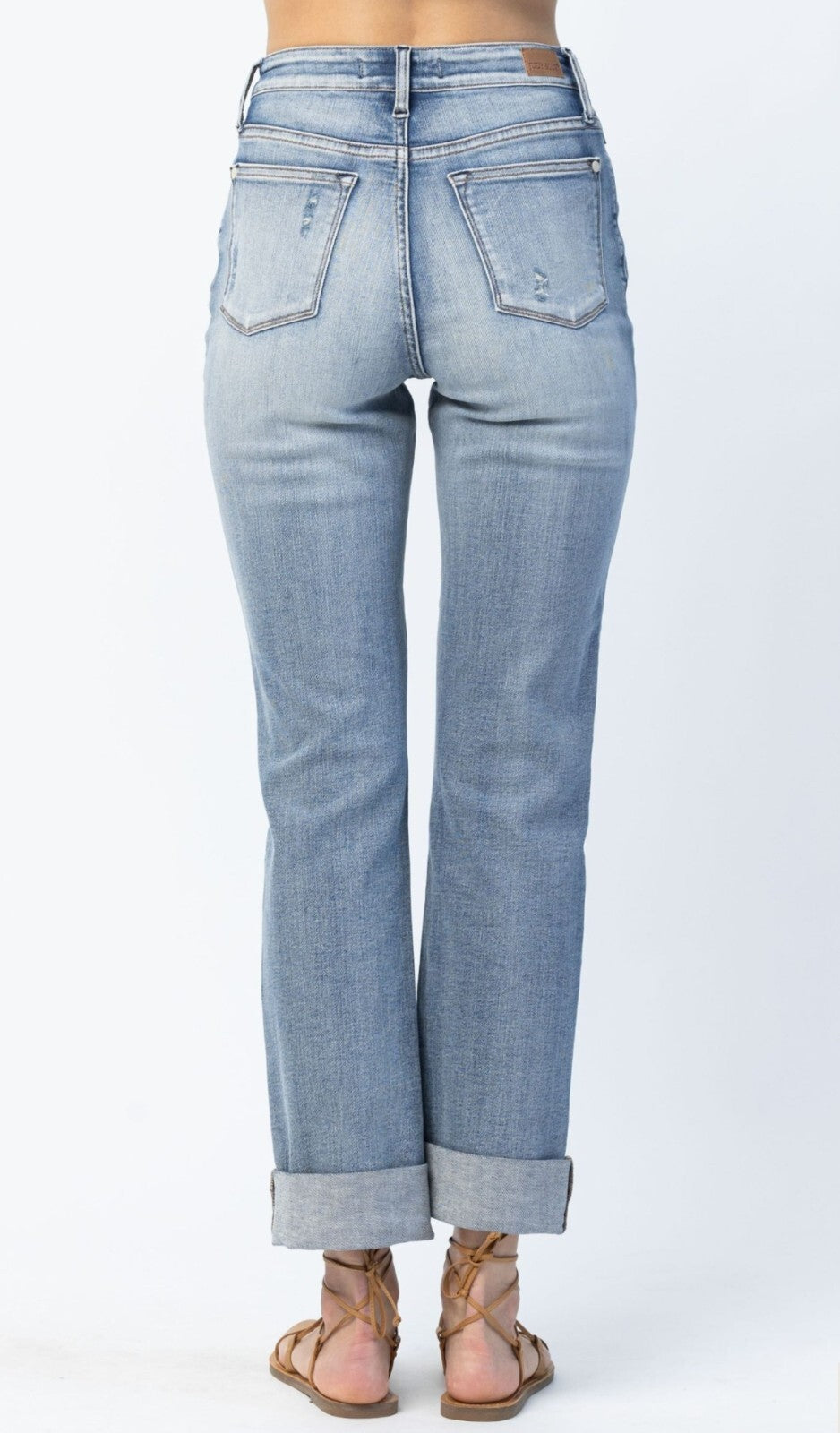 Judy Blue High-Waist Double Cuff  Boyfriend Jeans