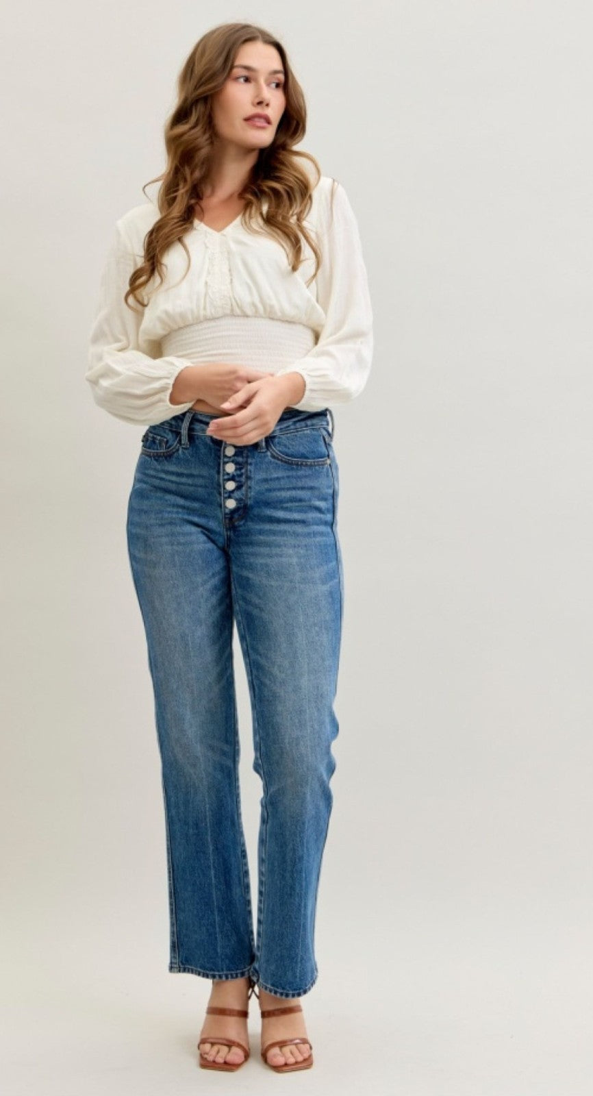 Judy Blue Mid-Rise Slim Straight With Rigid Magic Button Fly Jeans