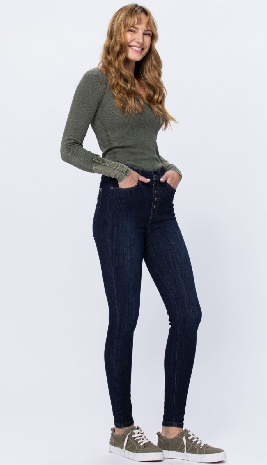 Judy Blue High Waist Button Fly Skinny Jeans