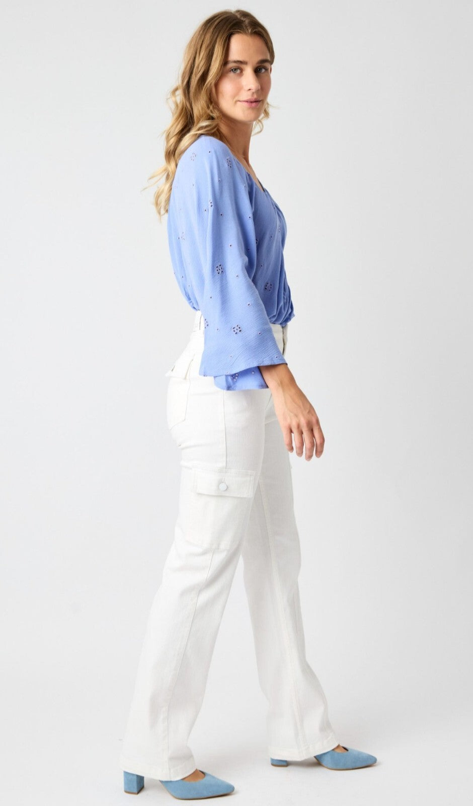 Judy Blue High Waist White Cargo Straight Jeans
