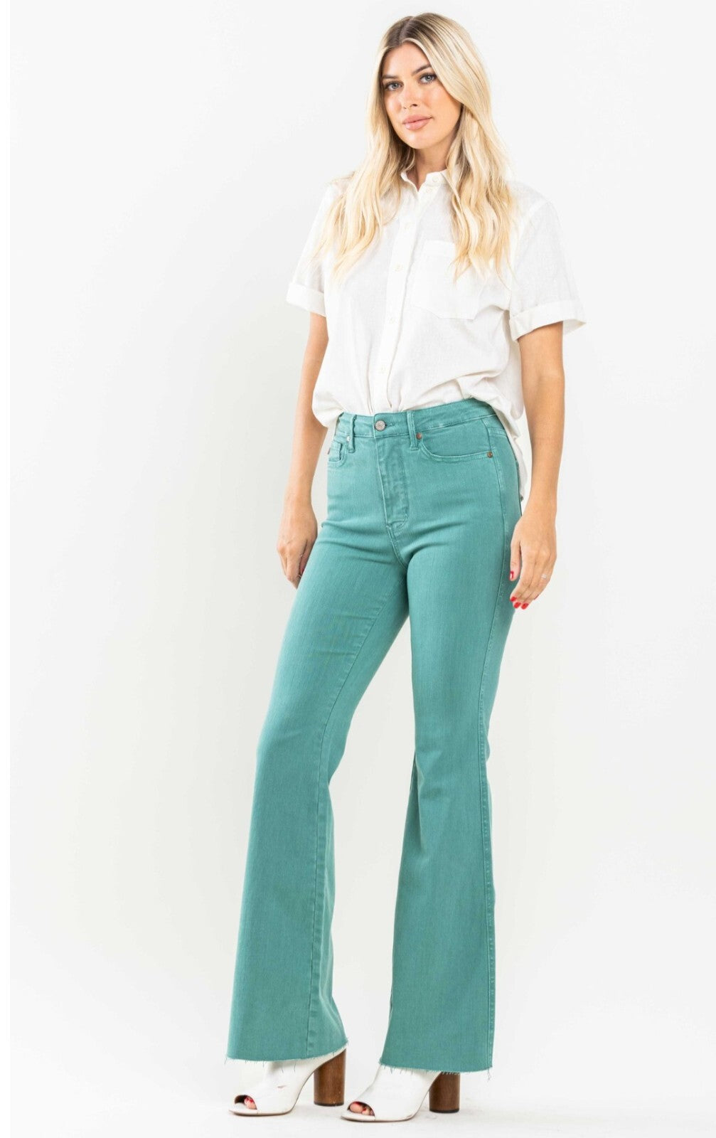 Judy Blue Topaz Dyed High Waist  W/ Tummy Control Flare Jeans