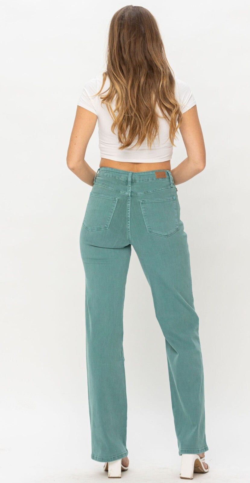 Judy Blue Sea Green High-Rise Straight Fit Jeans