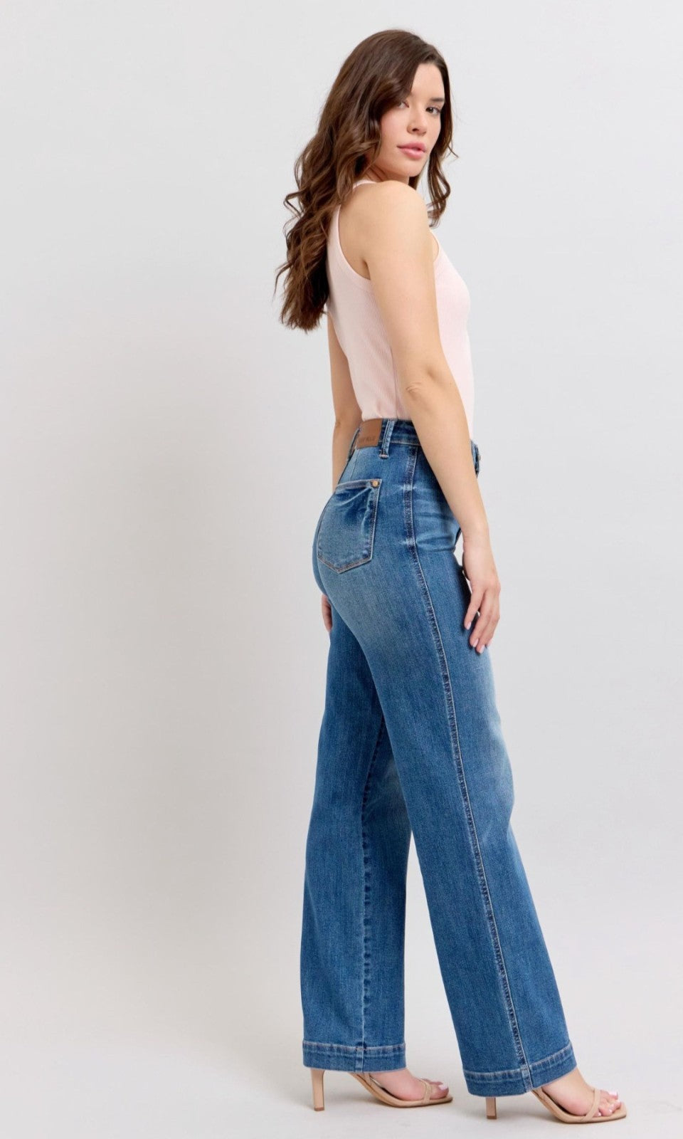 Judy Blue High-Rise Contrast Thread  Straight Fit Jeans