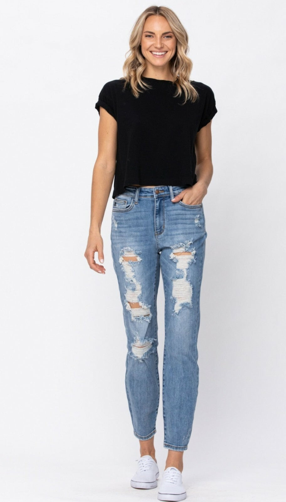 Judy Blue Hi- Rise Destroyed Boyfriend Jeans