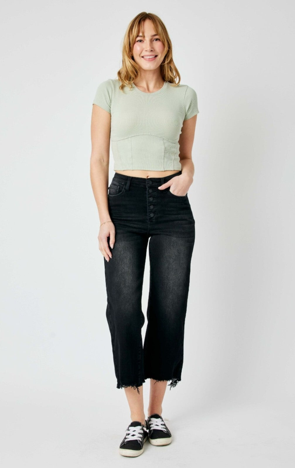 Judy Blue High-Rise Black Wide Leg Crop Jeans