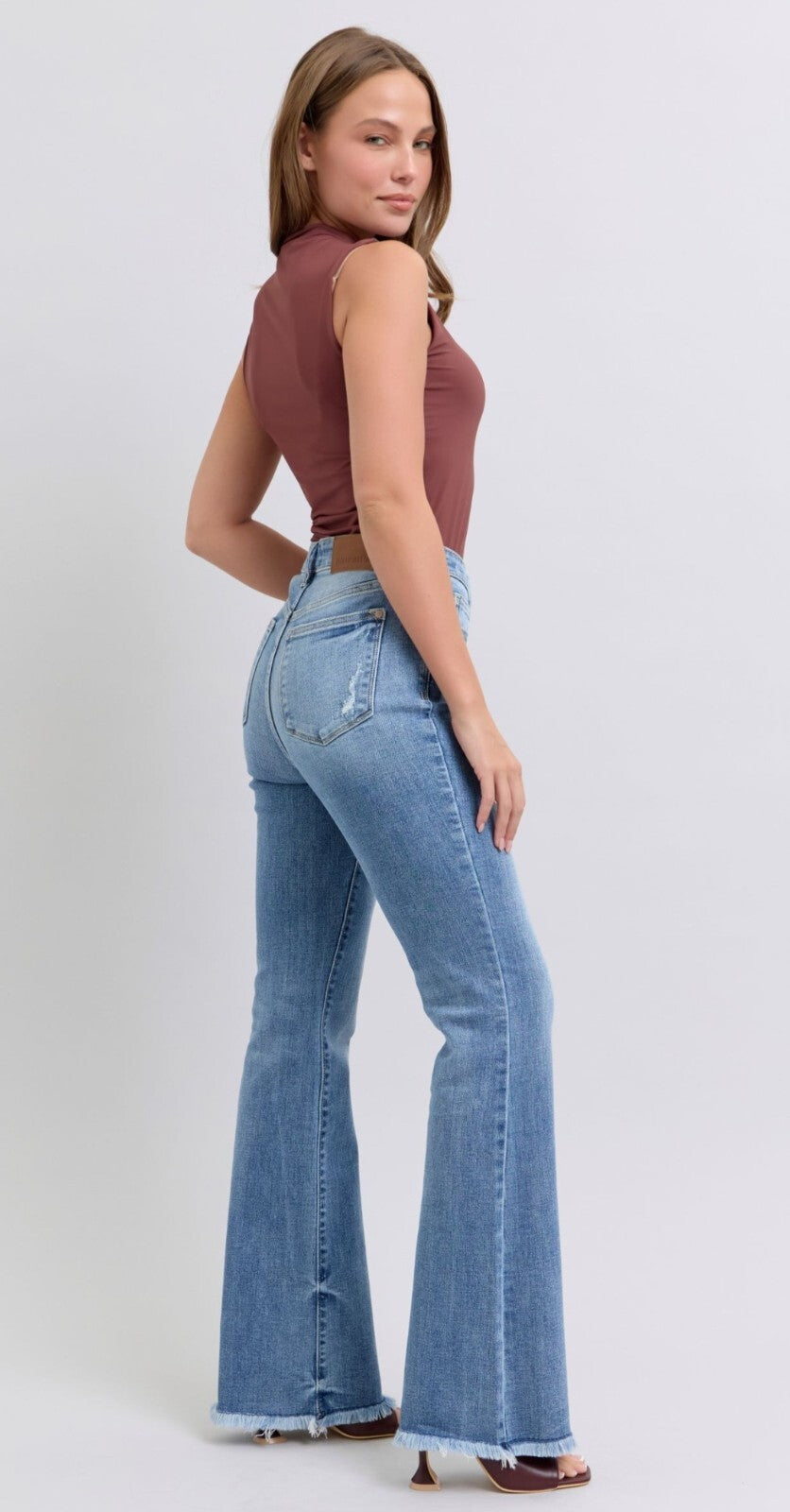 Judy Blue High-Rise With Frayed Hem Bootcut Jeans