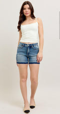 Judy Blue Mid-Rise W/ Tummy Control Vintage Wash  Shorts