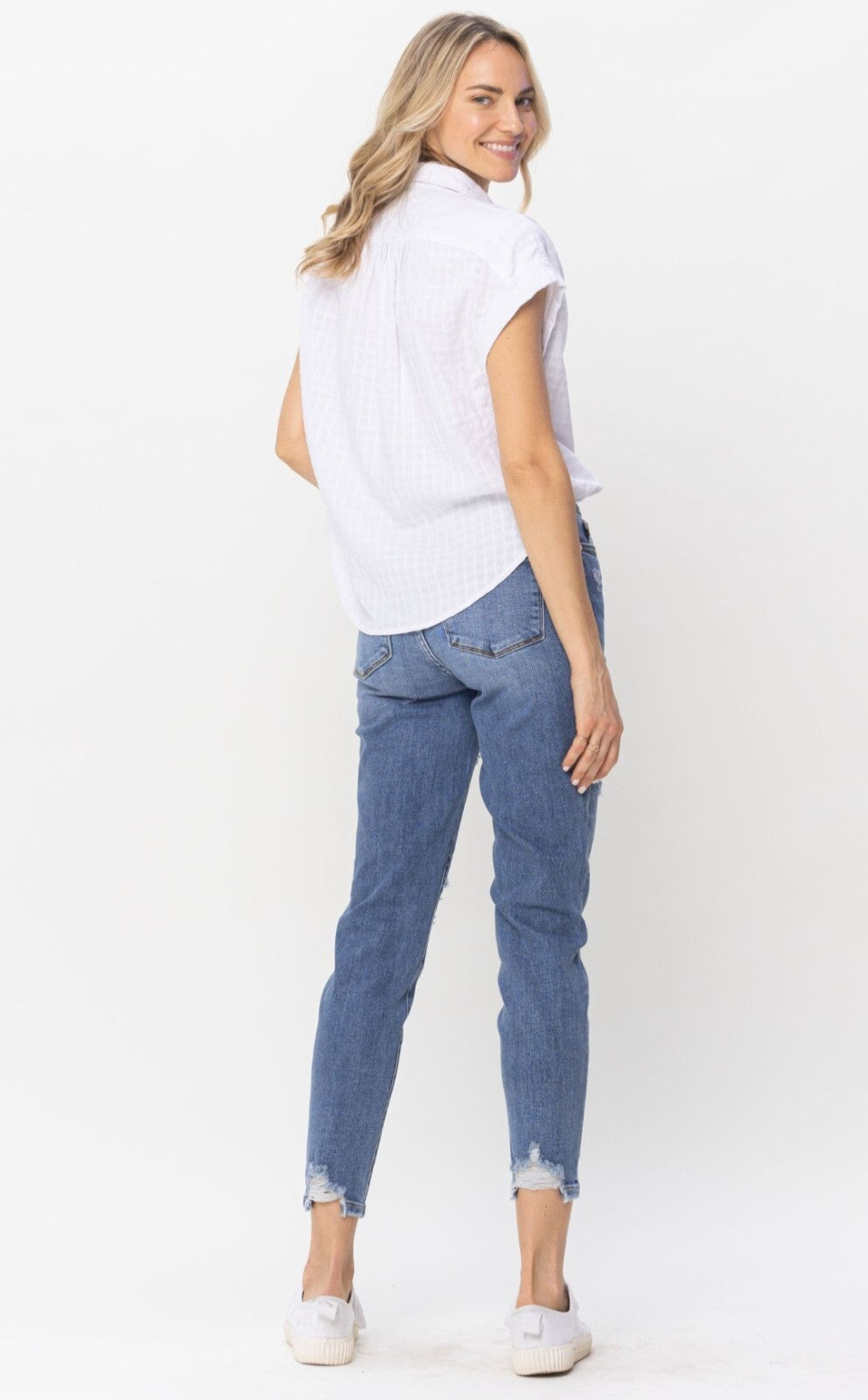 Judy Blue Mid-Rise Patched Relaxed Jeans
