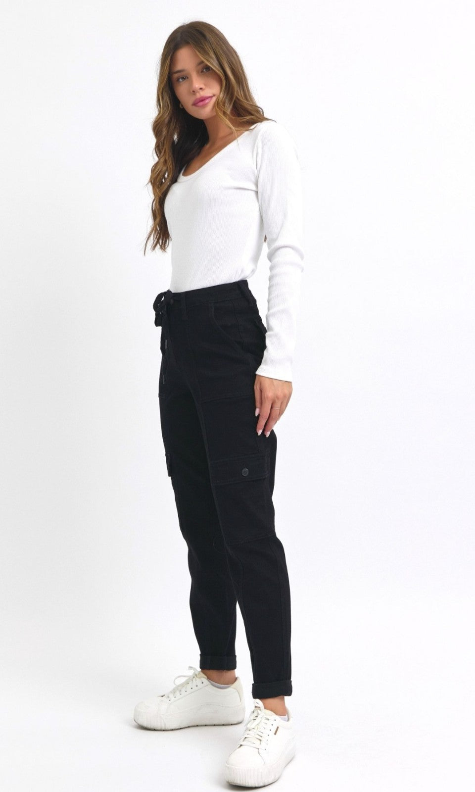 Judy Blue High-Rise Black Cargo Cuffed Jogger Jeans