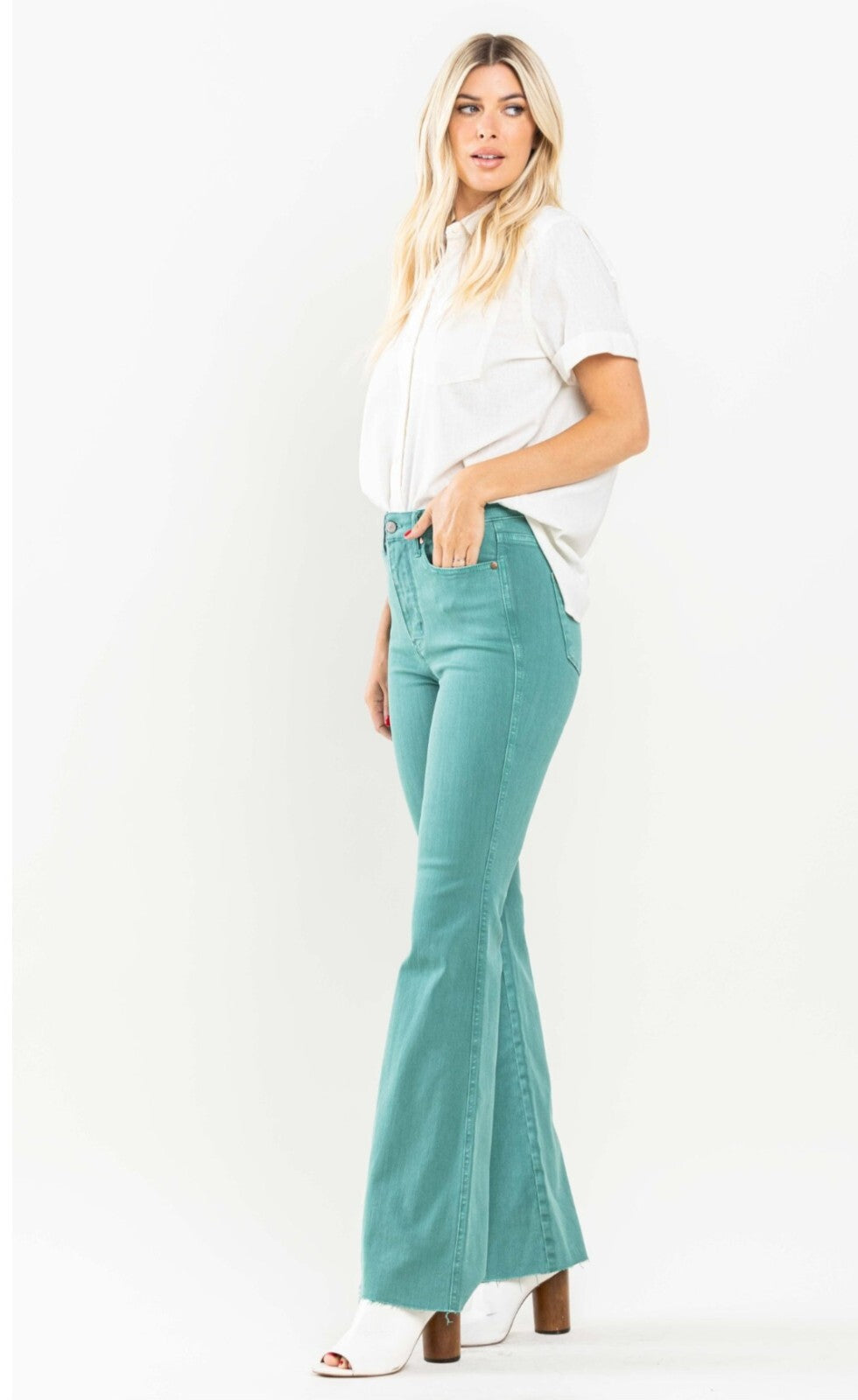 Judy Blue Topaz Dyed High Waist  W/ Tummy Control Flare Jeans