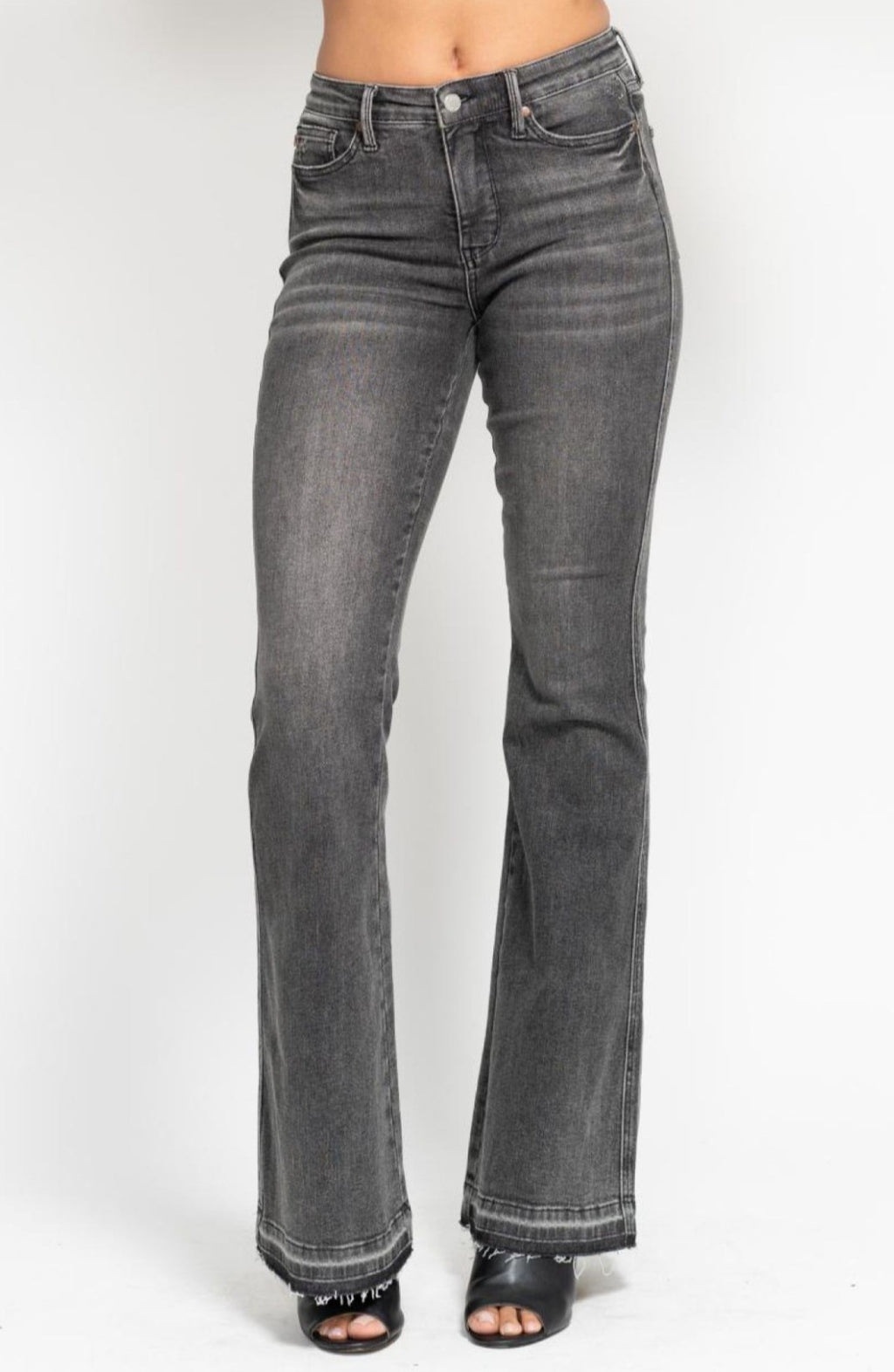 Judy Blue Mid-Rise Gray Flare W/ Tummy Control Jeans