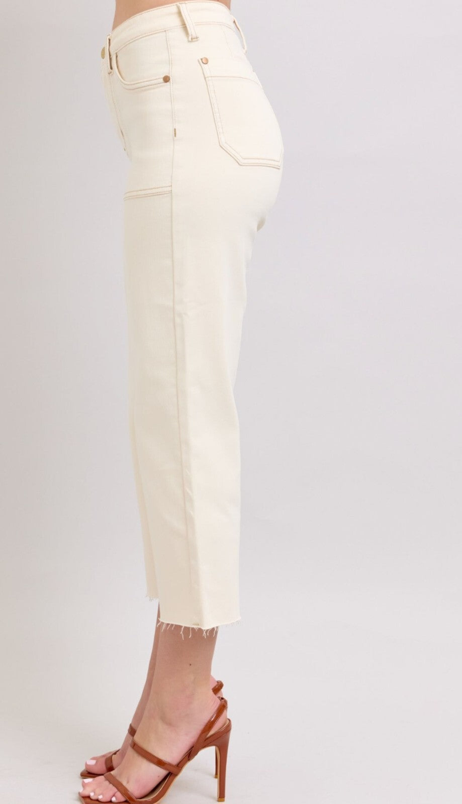 Judy Blue High-Rise Ecru Wide Leg Crop Jeans