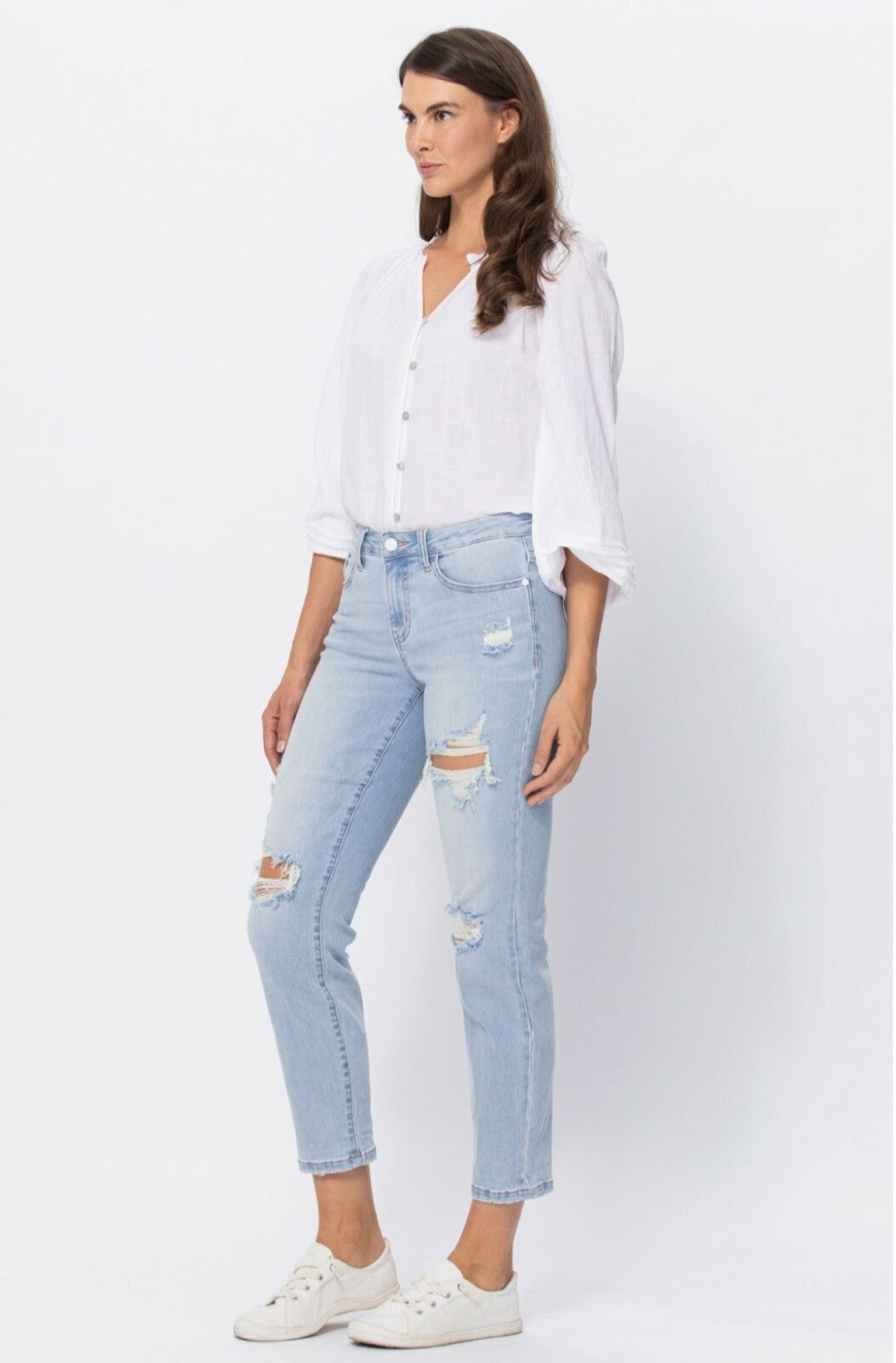 Judy Blue Super Light Destroyed Boyfriend Jeans