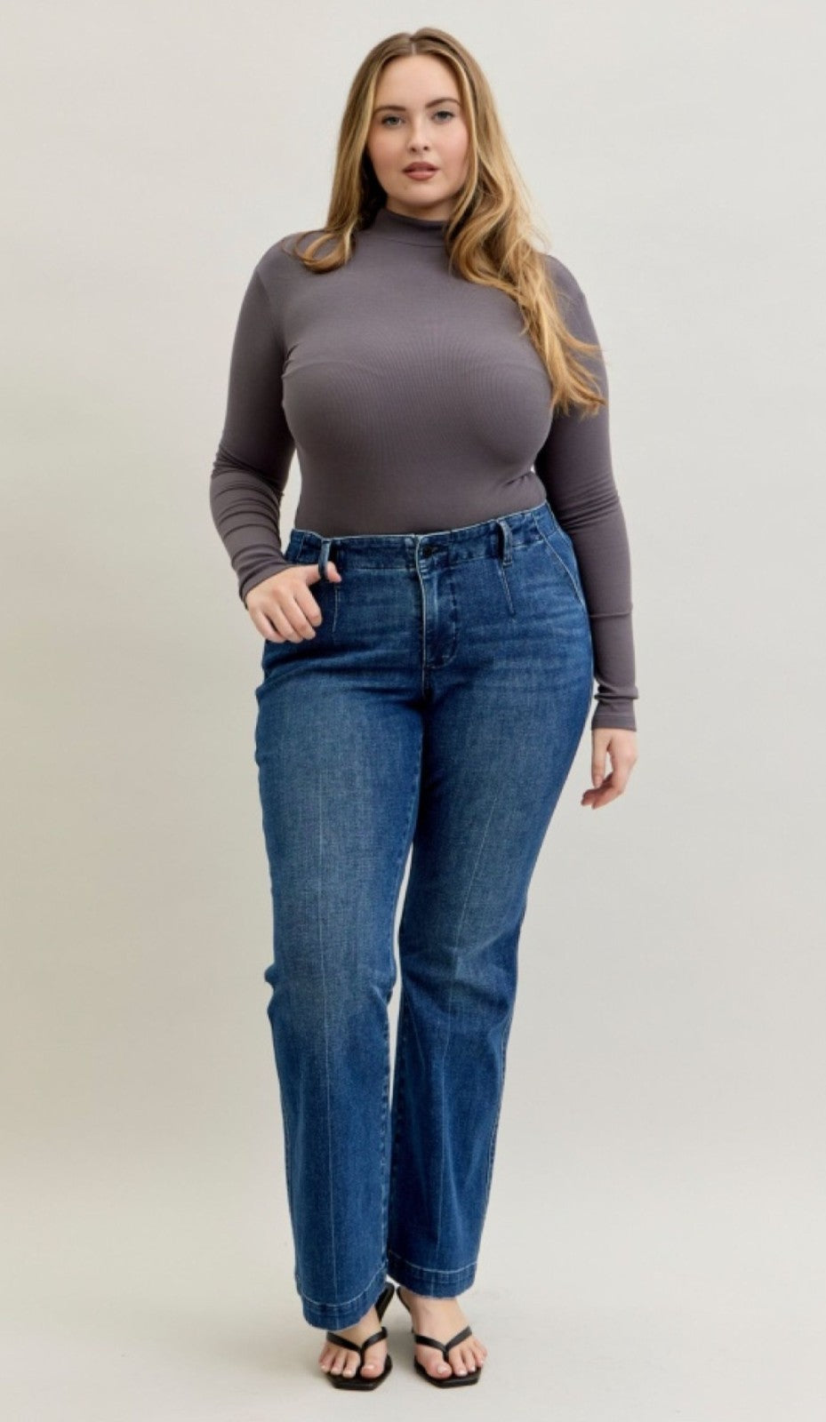 Judy Blue Mid-Rise Trouser Bootcut W/ Tummy Control Jeans