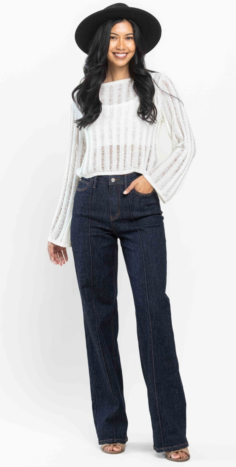 Judy Blue High-Rise Front Seam Detail Wide Leg Jeans