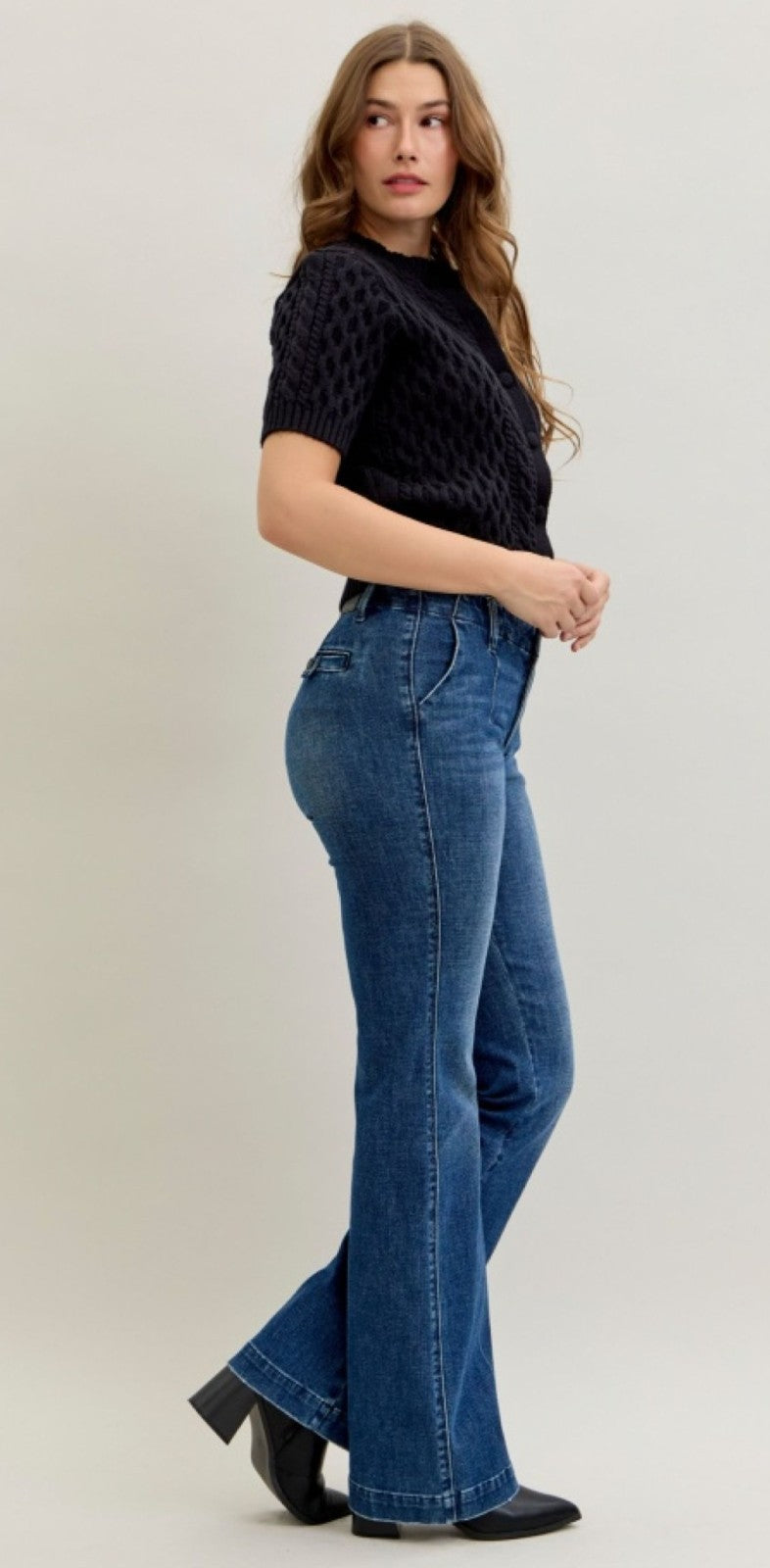 Judy Blue Mid-Rise Trouser Bootcut W/ Tummy Control Jeans