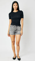 Judy Blue High-Waist Charcoal Gray Button Fly Cuffed Shorts