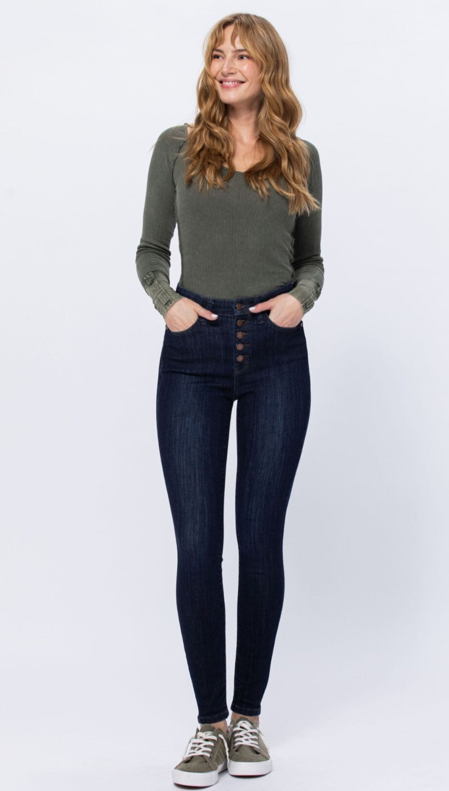 Judy Blue High Waist Button Fly Skinny Jeans