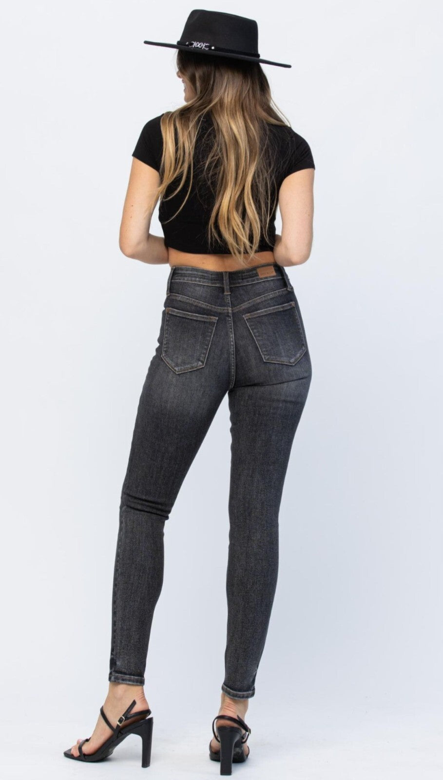 Judy Blue High-Rise Vintage Black Yoke Skinny Jeans